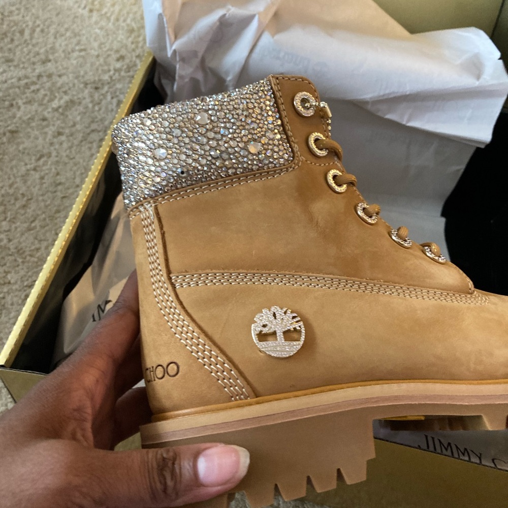 JIMMY CHOO
+ Timberland Crystal-embellished Boots